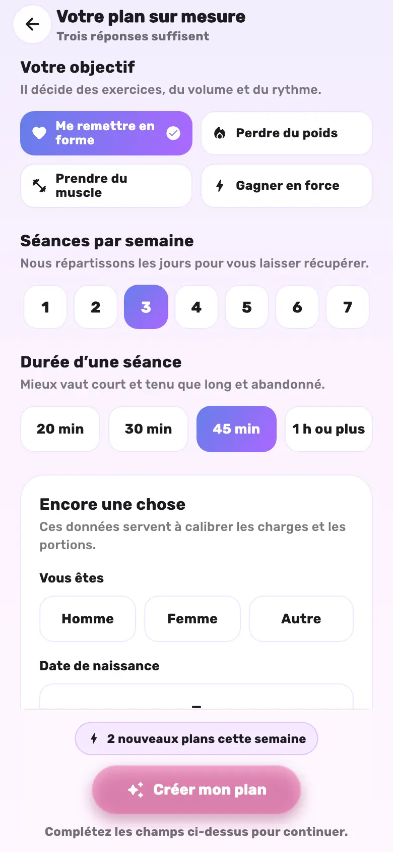 1 · Créer — FitGenius